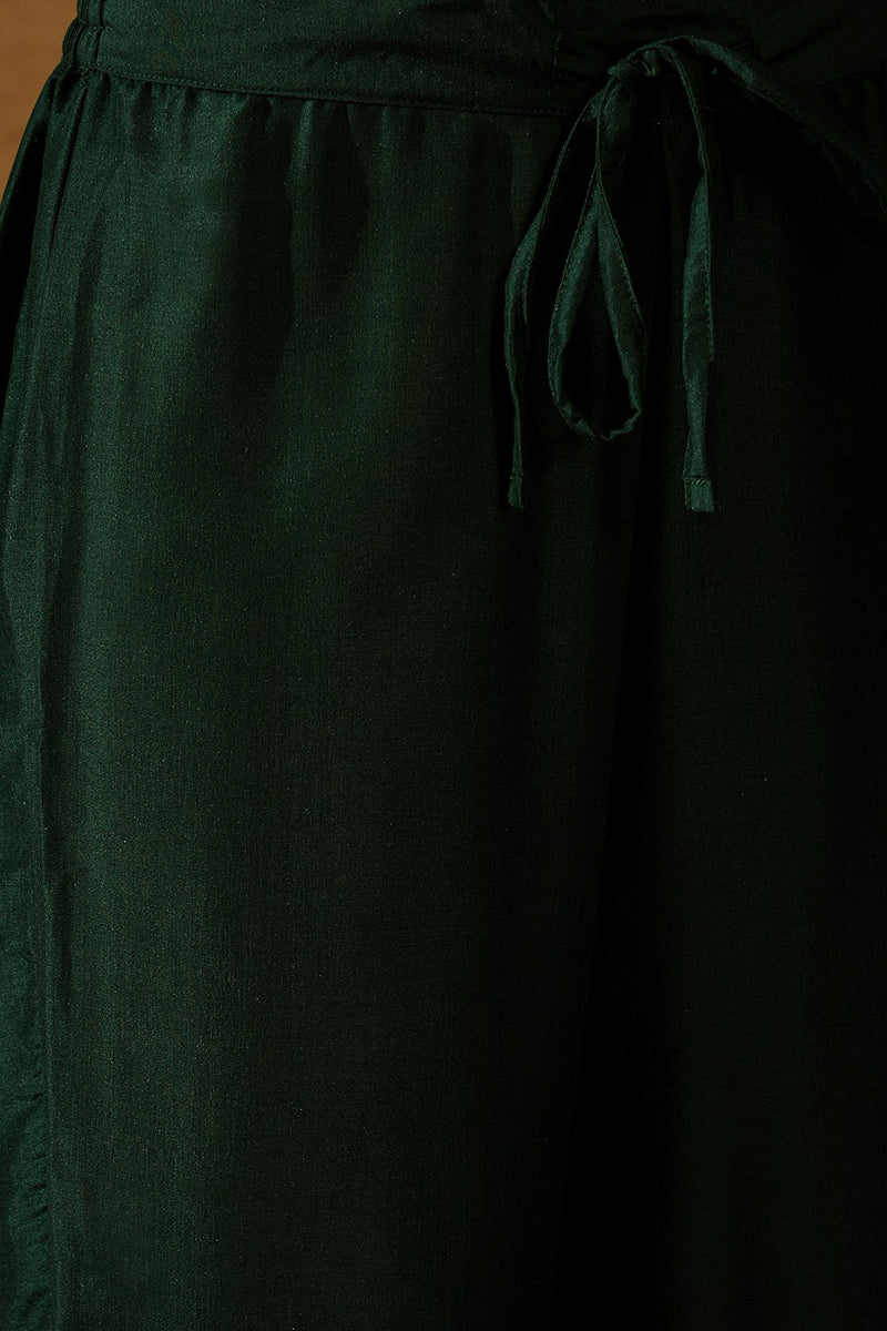 Green Silk Blend Embroidered Anarkali Suit Set VKSKD1218