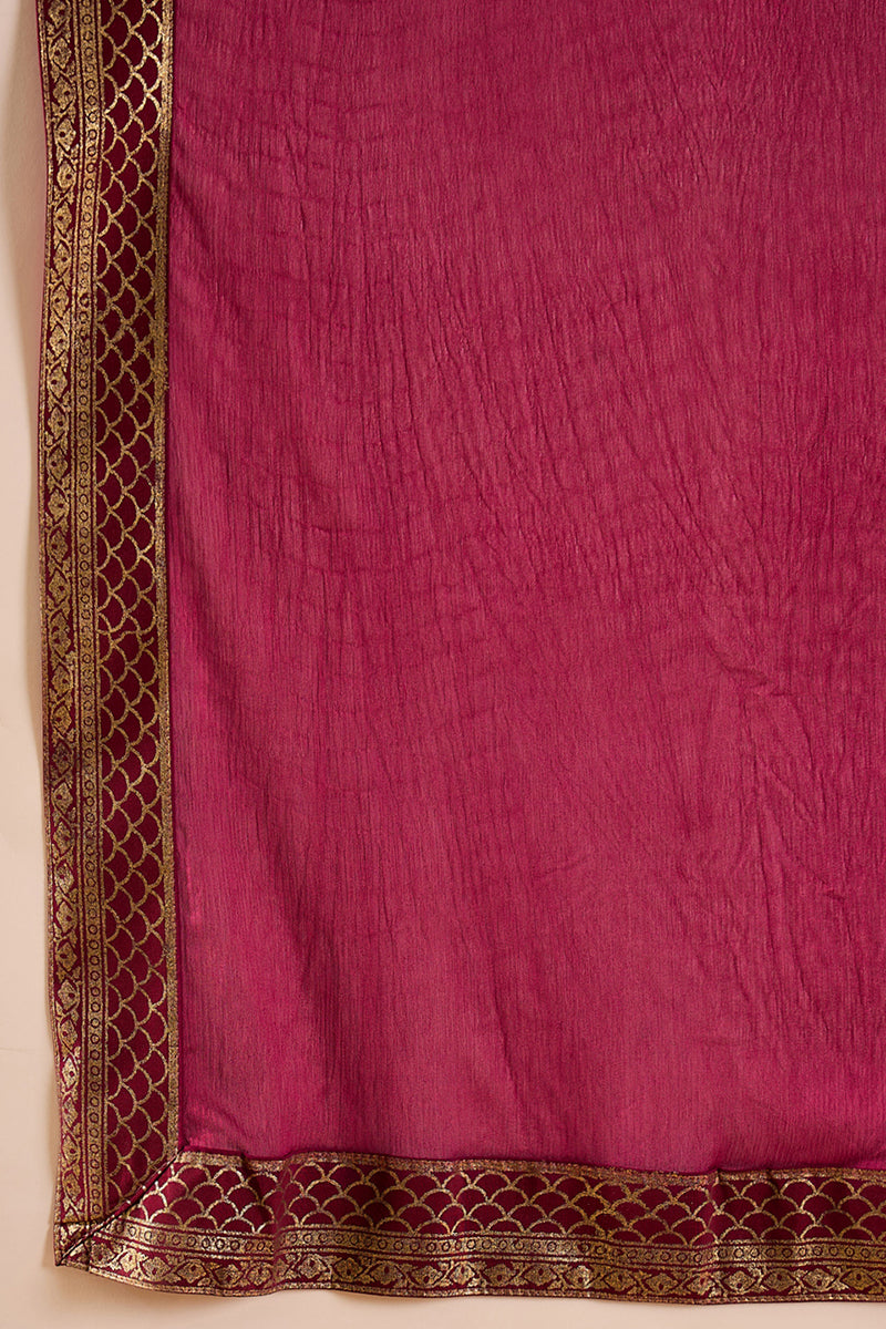 Magenta Silk Blend Woven Design Anarkali Suit Set PKSKD2066