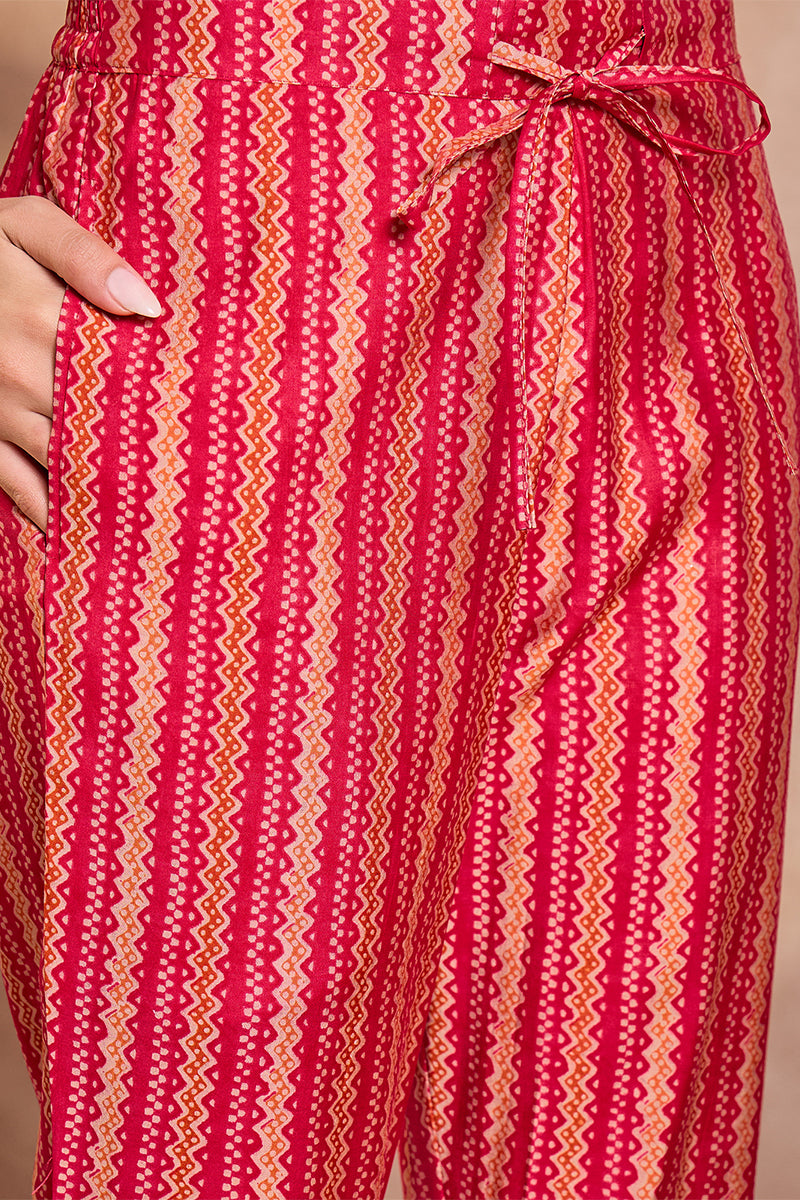 Pink Rayon Blend Floral Printed Straight Kurta Trouser With Dupatta VKSKD3214