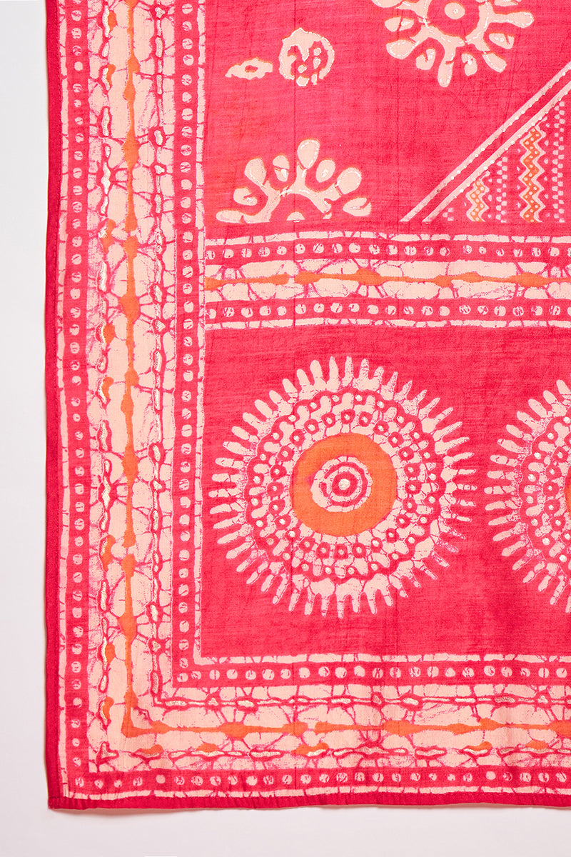 Pink Rayon Blend Floral Printed Straight Kurta Trouser With Dupatta VKSKD3214