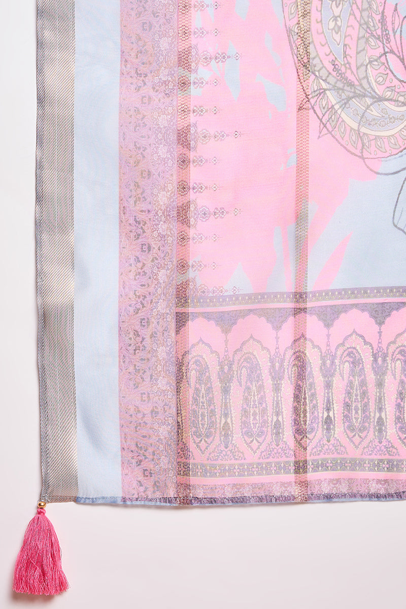Blue Rayon Blend Solid Embroidered Straight Kurta Trouser With Dupatta PKSKD3100