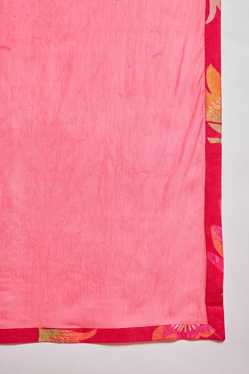 Ahika Womens Pink Viscose Floral Printed Kurta Set PKSKD3162