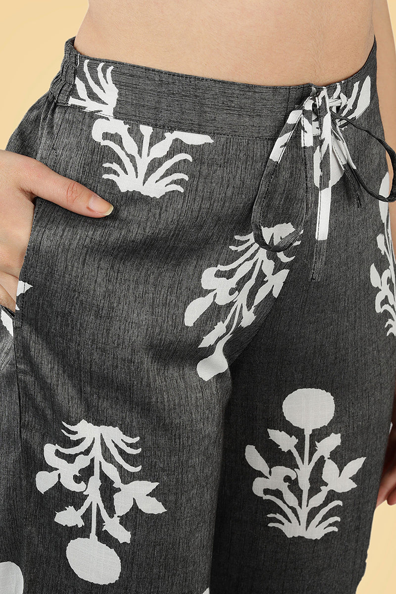 Grey Cotton Ethnic Motifs Night Suit VNWK1047