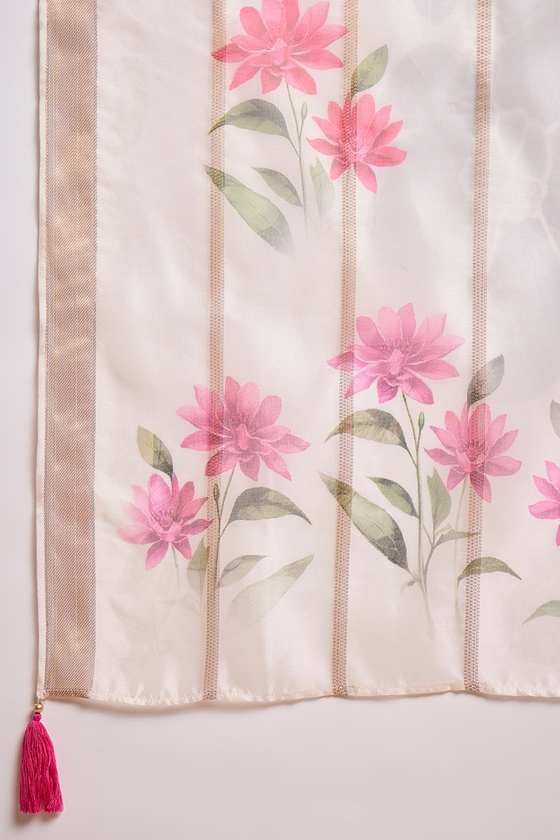 Off White Silk Blend Solid Embroidered Straight Kurta Trouser With Dupatta PKSKD3103