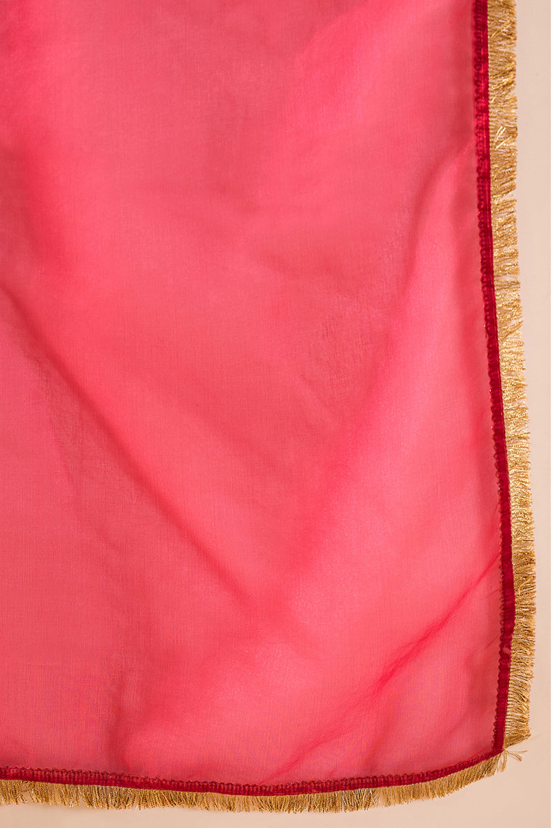 Orange Silk Blend Solid Embroidered A-Line Kurta Trouser with Dupatta PKSKD2841