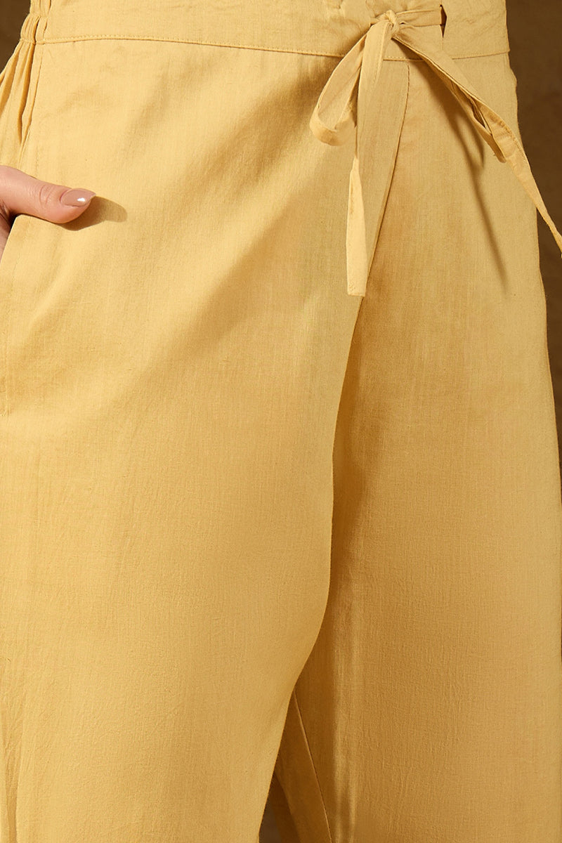 Yellow Chanderi Woven Design Straight Kurta Trouser with Dupatta PKSKD2904