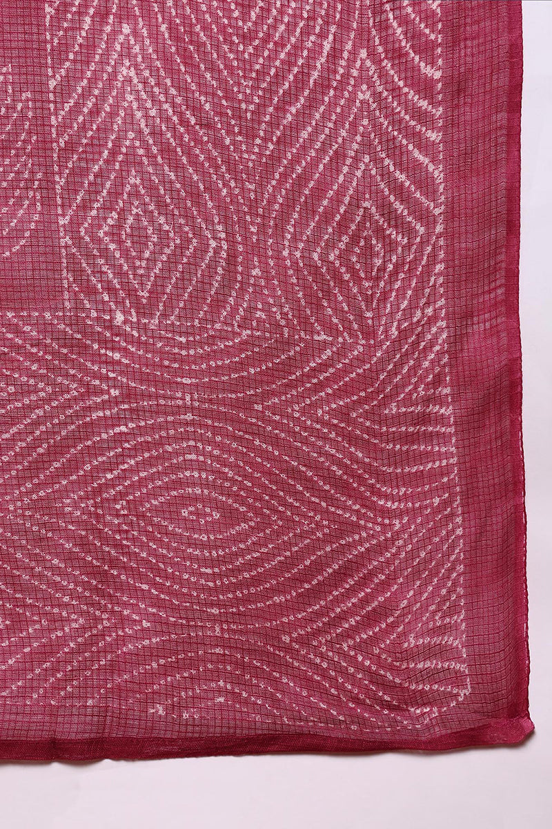 Pink Pure Cotton Bandhani Printed A-Line Suit Set JPSKD1040PNK