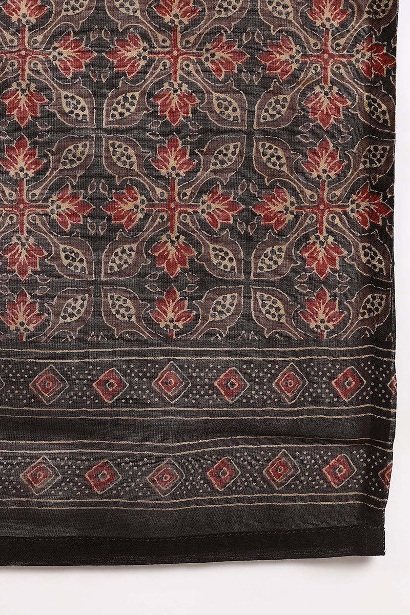 Brown Cotton Ethnic Printed A-Line Suit Set JPSKD1048BRN