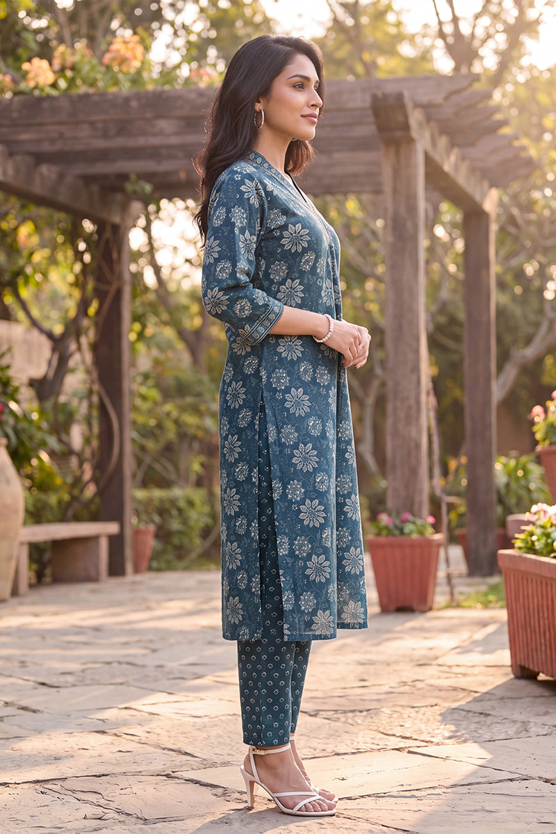 Ahika Women's Floral Printed Kurta with Trouser Set LPKSET1002