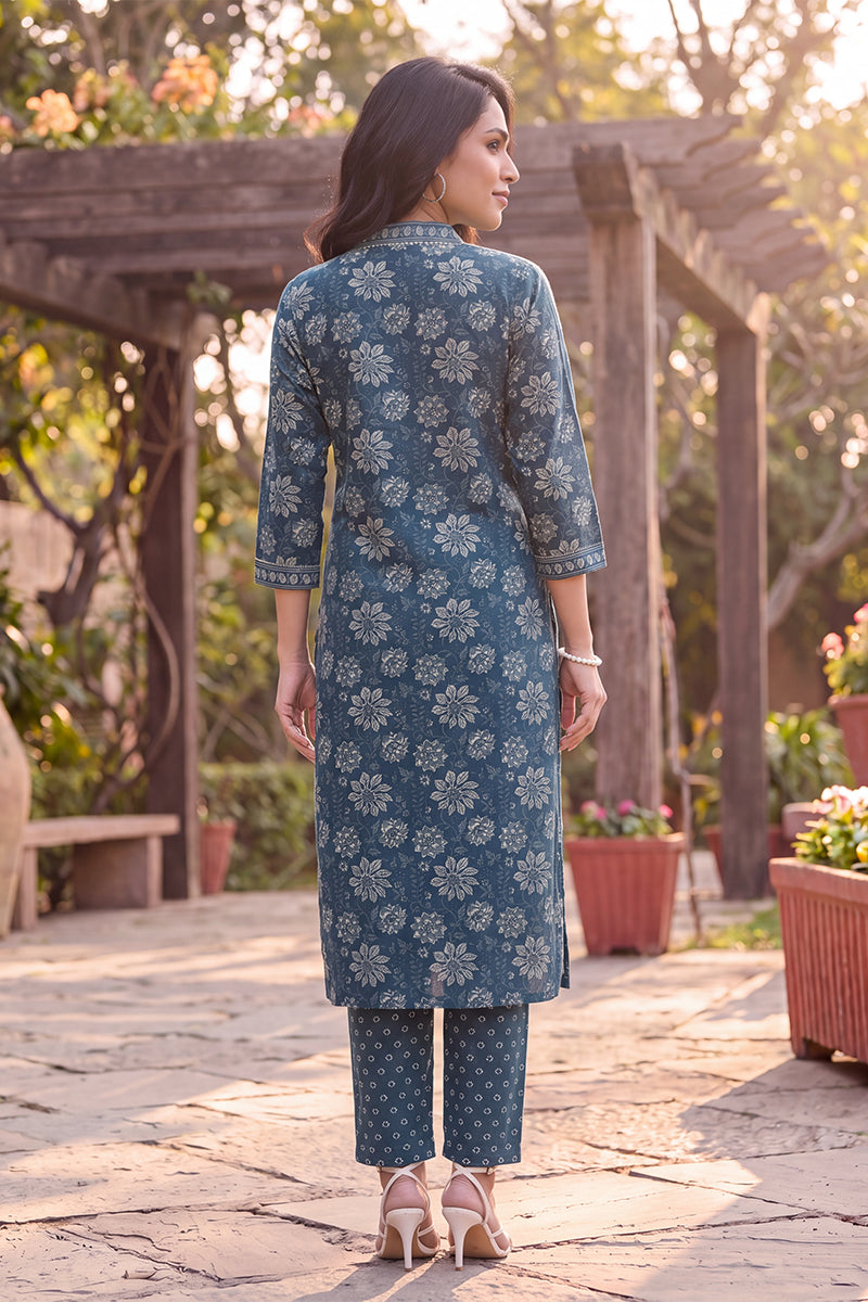 Ahika Women's Floral Printed Kurta with Trouser Set LPKSET1002