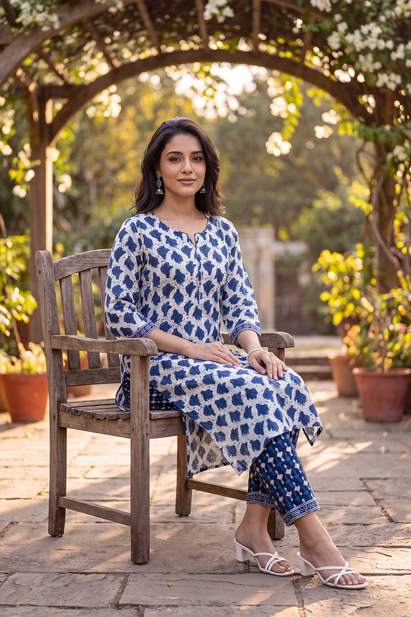 Ahika Women's Abstract Printed Kurta with Trouser Set LPKSET1003