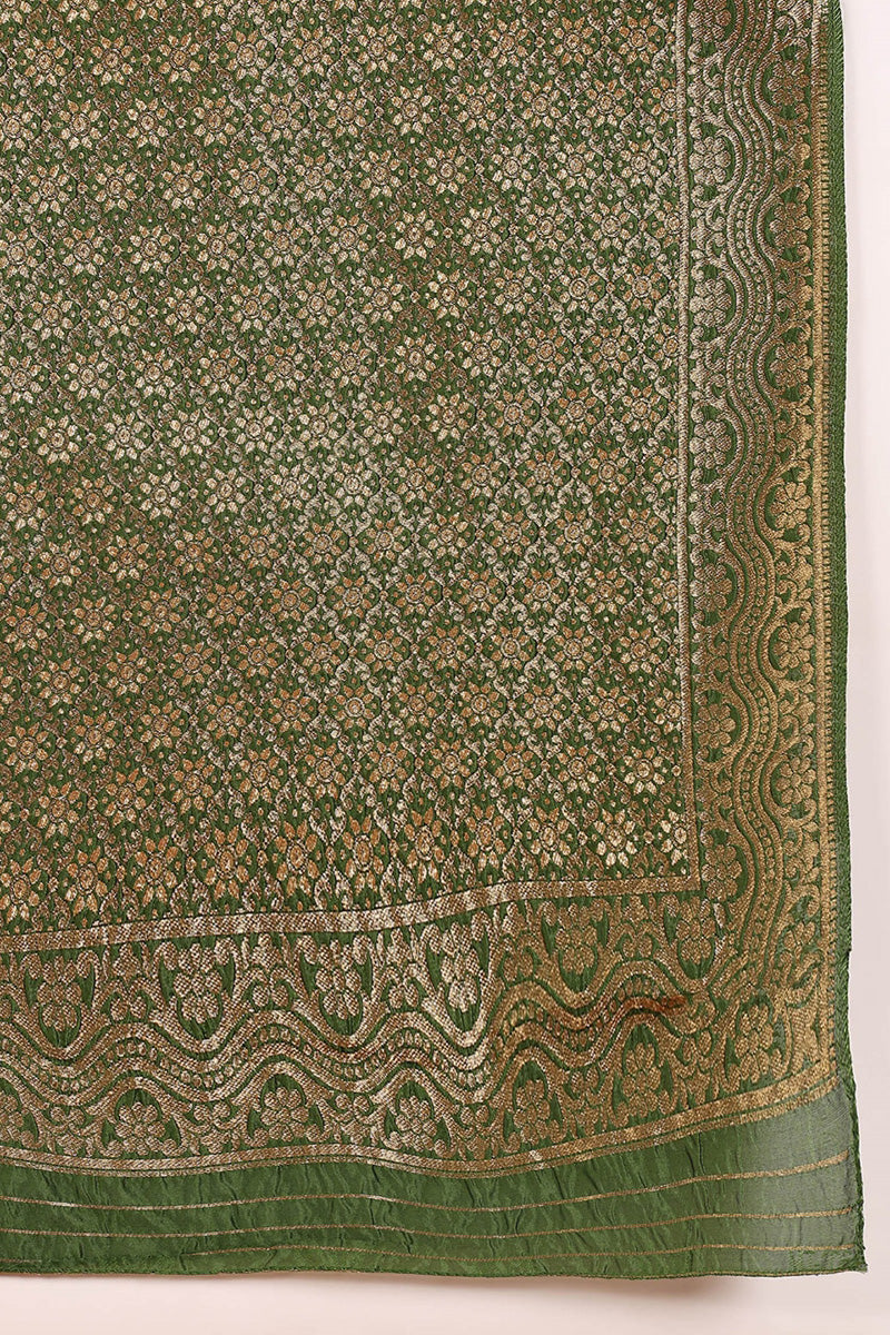 Green Poly Silk Solid Straight Suit Set PKSKD1109