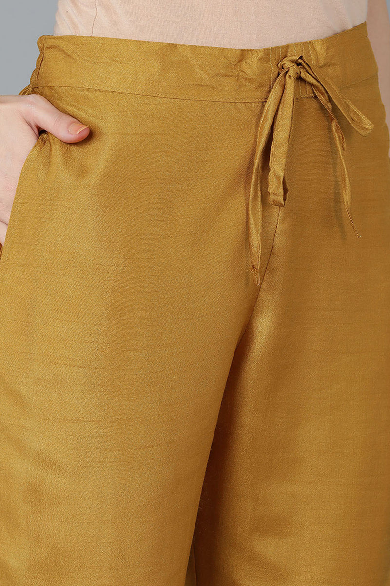 Mustard Silk Blend Ethnic Motifs Straight Suit Set PKSKD1613