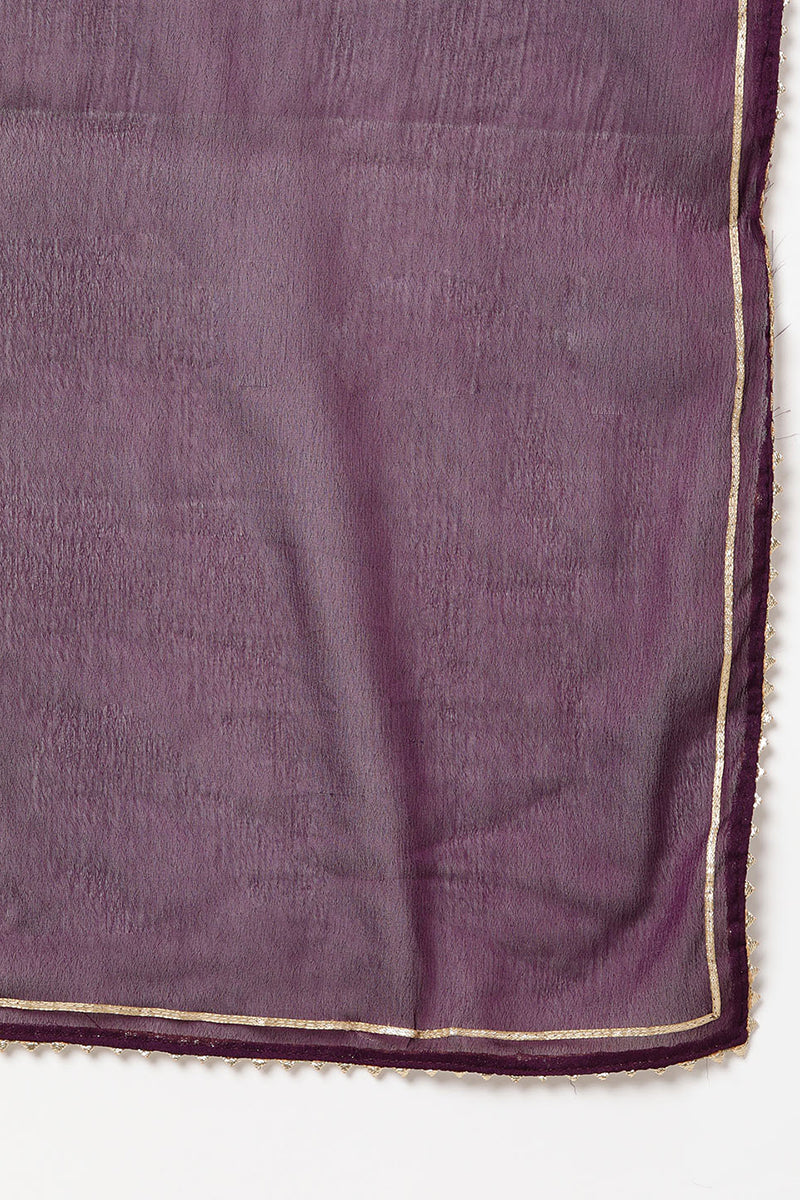 Silk Blend Purple Embroidered Straight Kurta Pant With Dupatta PKSKD1807