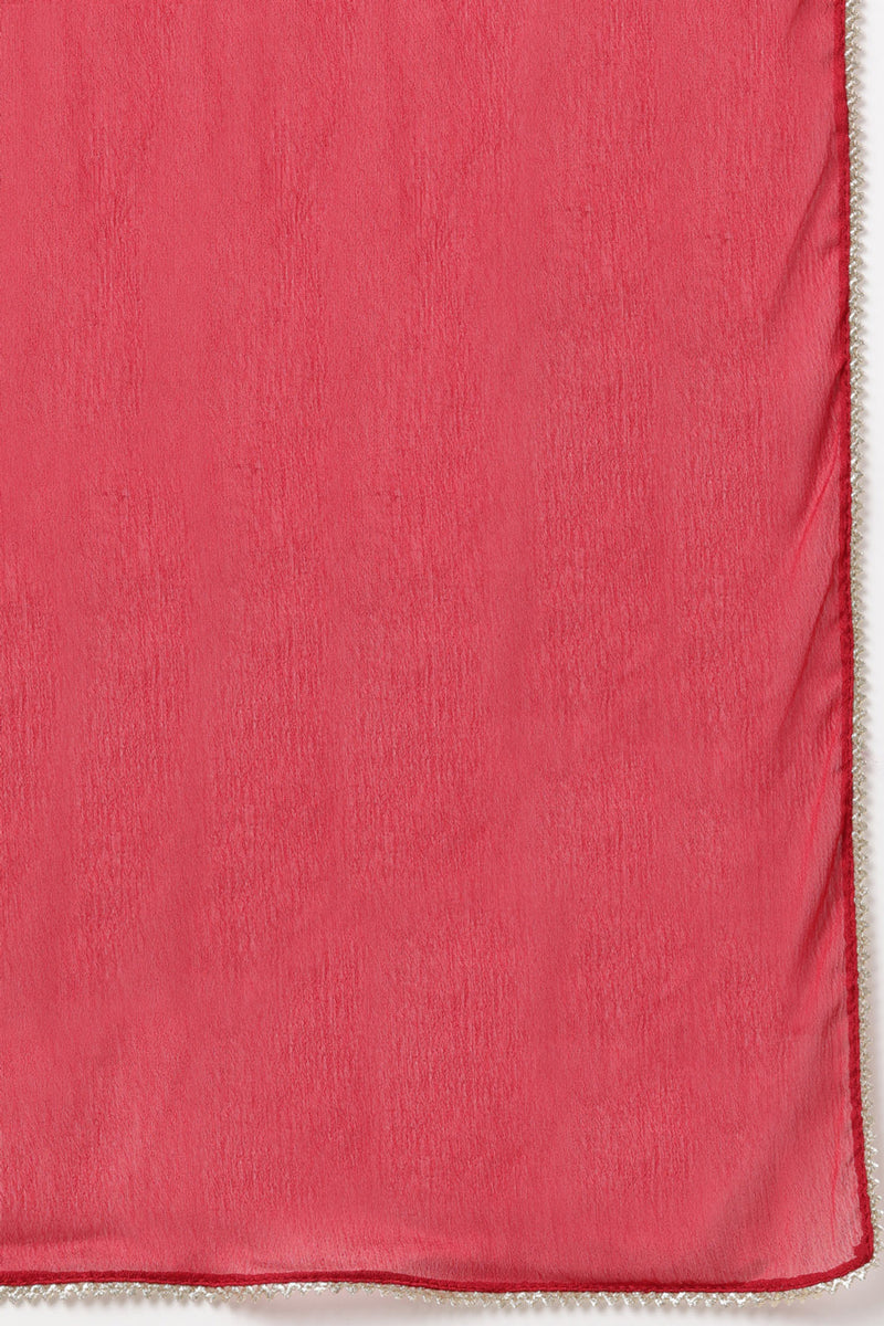 Red Silk Blend Straight Kurta Palazzo With Dupatta PKSKD1828