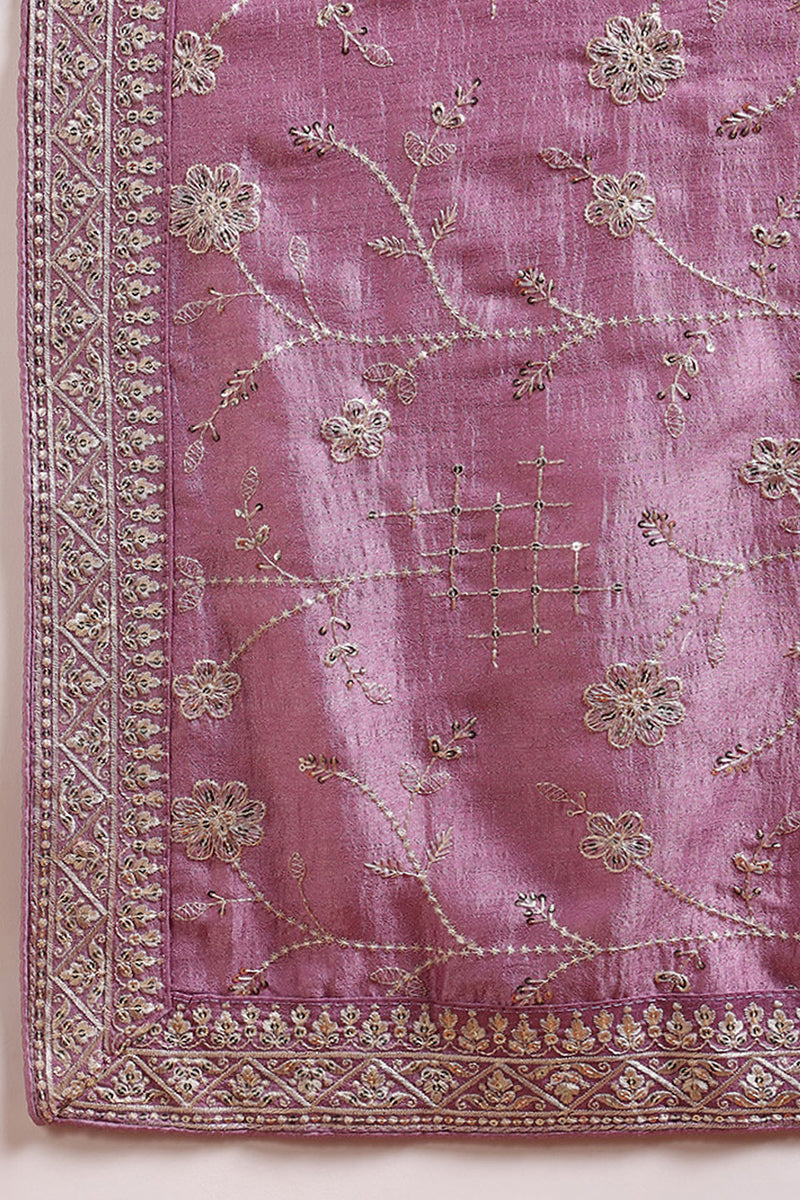 Lavender Silk Blend Straight Kurta Pant With Dupatta PKSKD1898