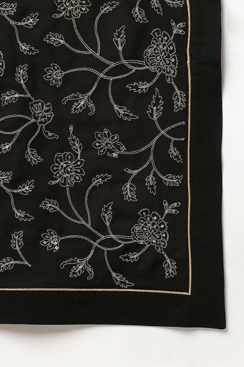 Black Poly Georgette Angrakha Pant With Dupatta PKSKD1913