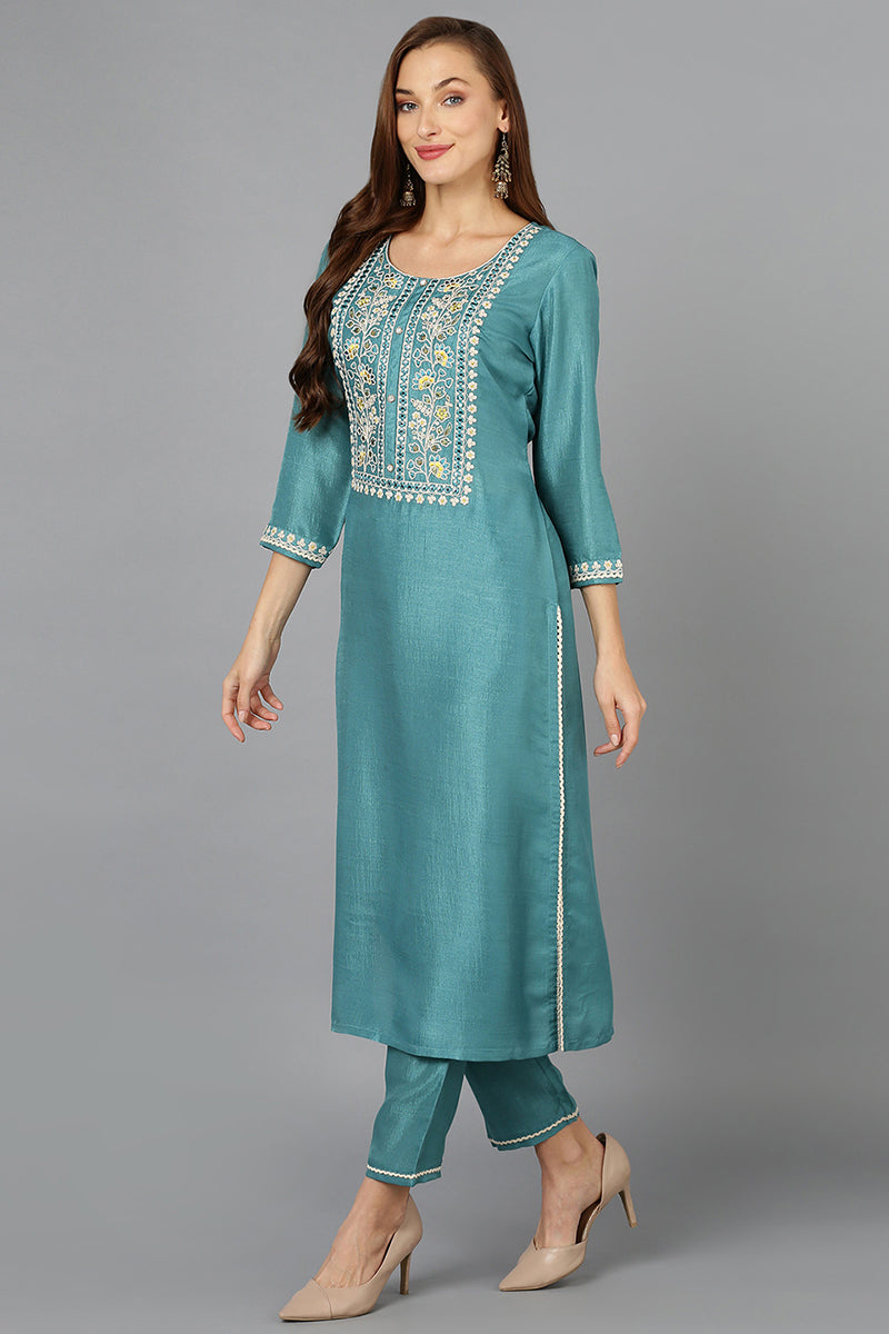 Blue Straight Kurta Pant With Dupatta PKSKD1921