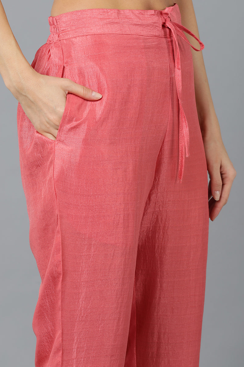 Silk Blend Blush Pink Straight Kurta Pant With Dupatta PKSKD1939