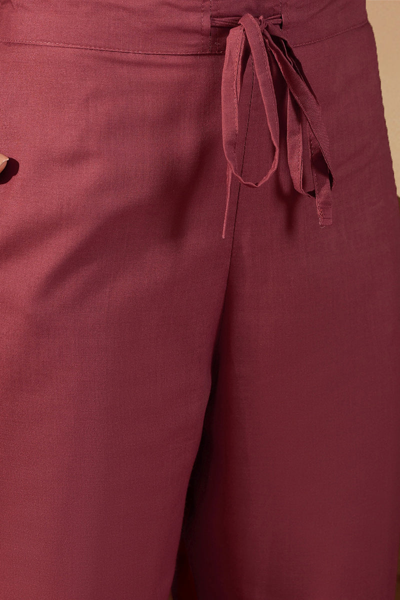 Rust Red Poly Georgette Solid Embroidered Straight Suit Set PKSKD2008