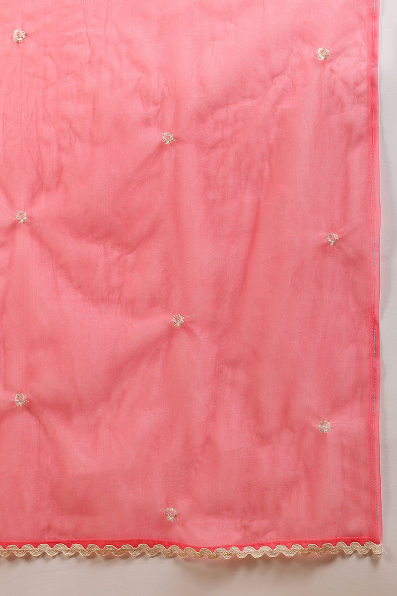 Pink Silk Blend Solid Embroidered Flared Empire Suit Set PKSKD2109