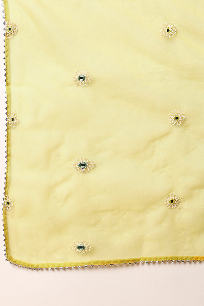 Yellow Silk Blend Solid Yoke Design Flared Style Suit Set PKSKD2125