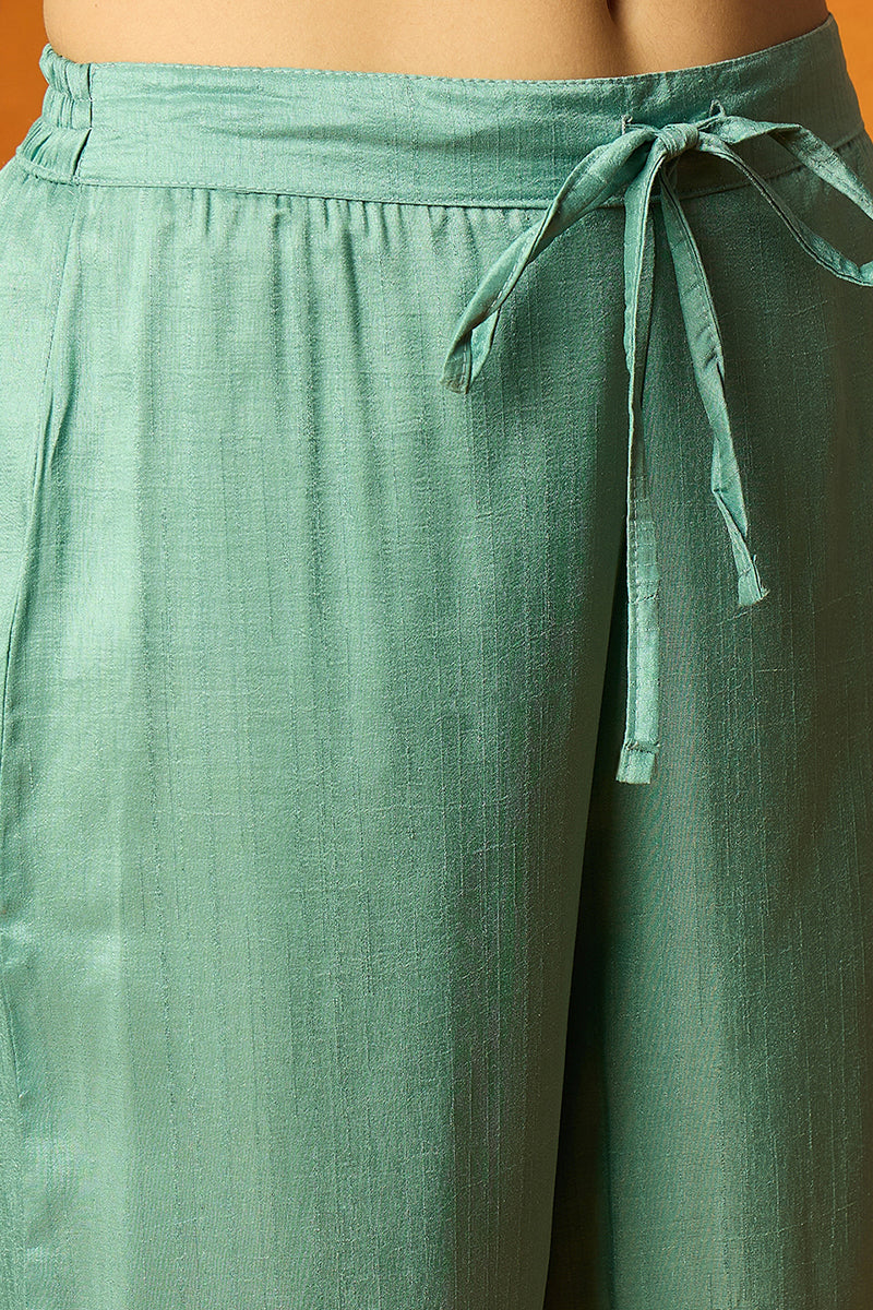 Sea Green Silk Blend Solid Yoke Design Anarkali Suit Set PKSKD2126
