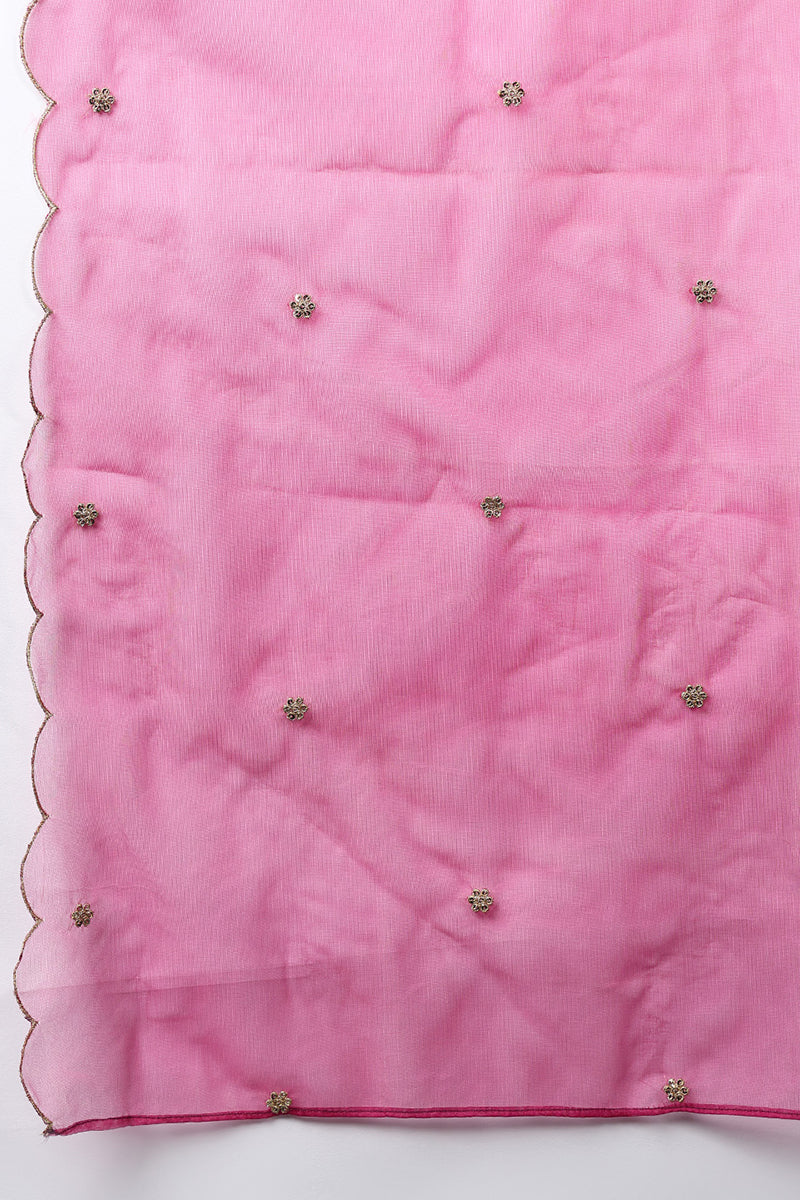 Pink Silk Blend Solid Embroidered Flared Suit Set PKSKD2144