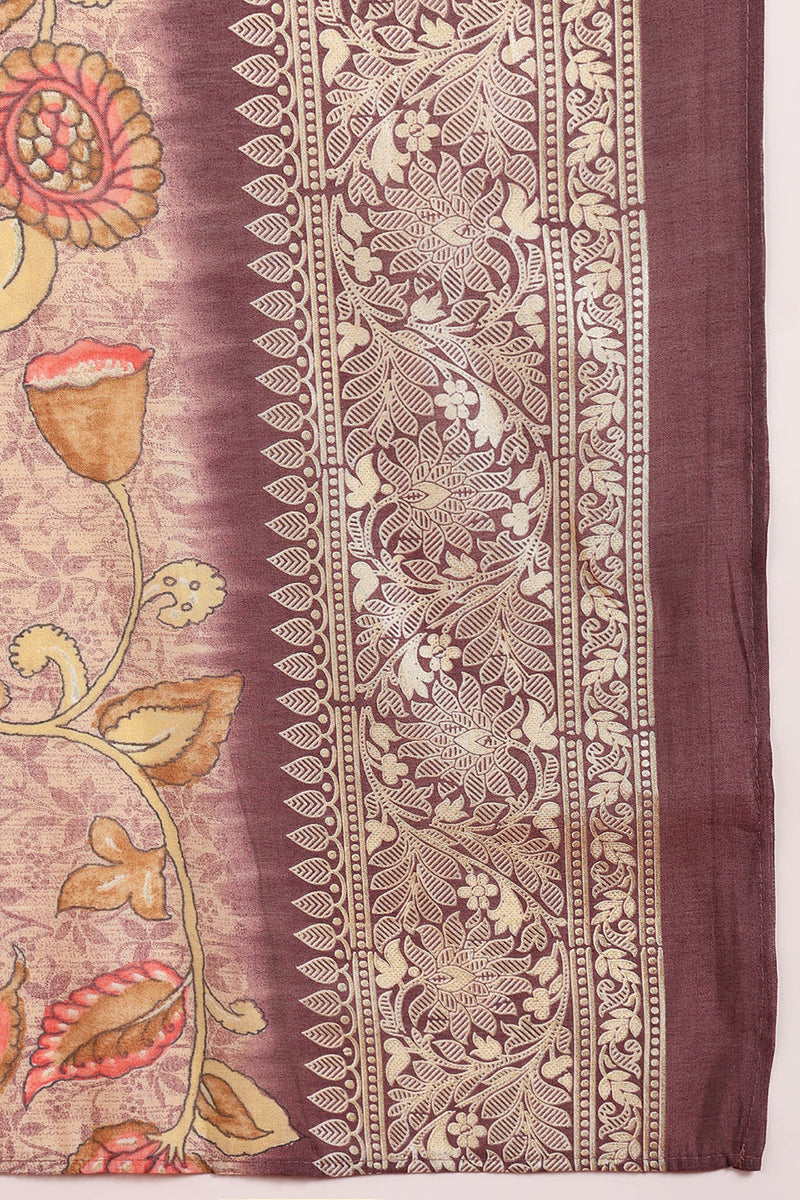 Mauve Silk Blend Ethnic Motifs Embroidered Straight Suit Set PKSKD2161