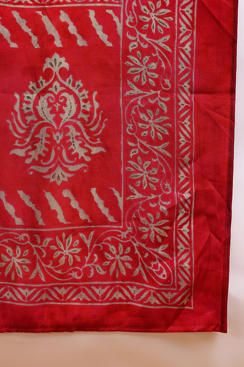 Maroon Silk Blend Ethnic Motifs Printed Straight Suit Set PKSKD2201