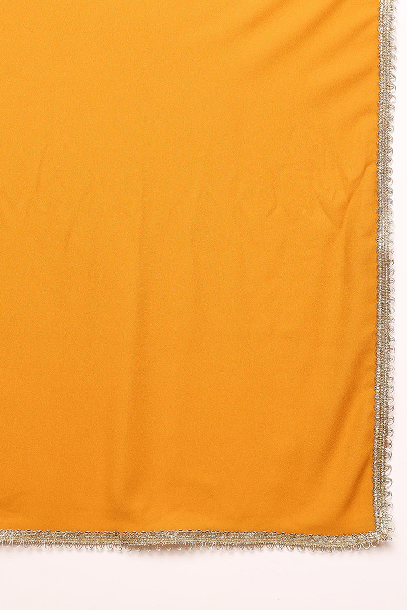 Mustard Yellow Georgette Solid Embroidered Straight Palazzo Suit Set PKSKD2521YLW