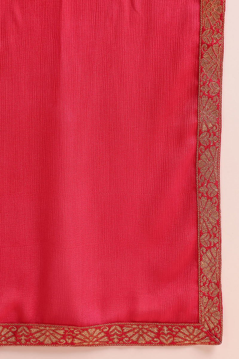 Pink Chanderi Silk Ethnic Motifs Woven Design Straight Trouser Bottom Suit Set PKSKD2584