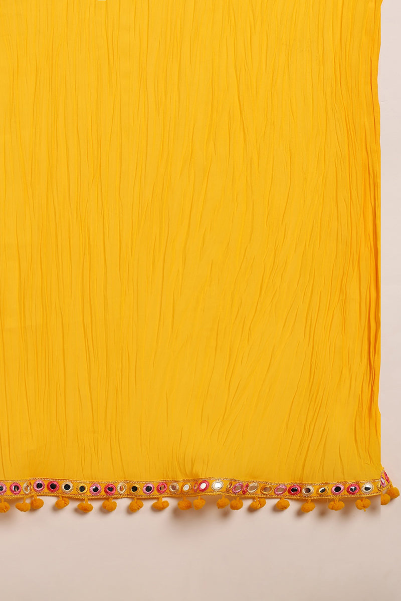 Yellow Georgette Solid Embroidered Straight Suit Set PKSKD2617