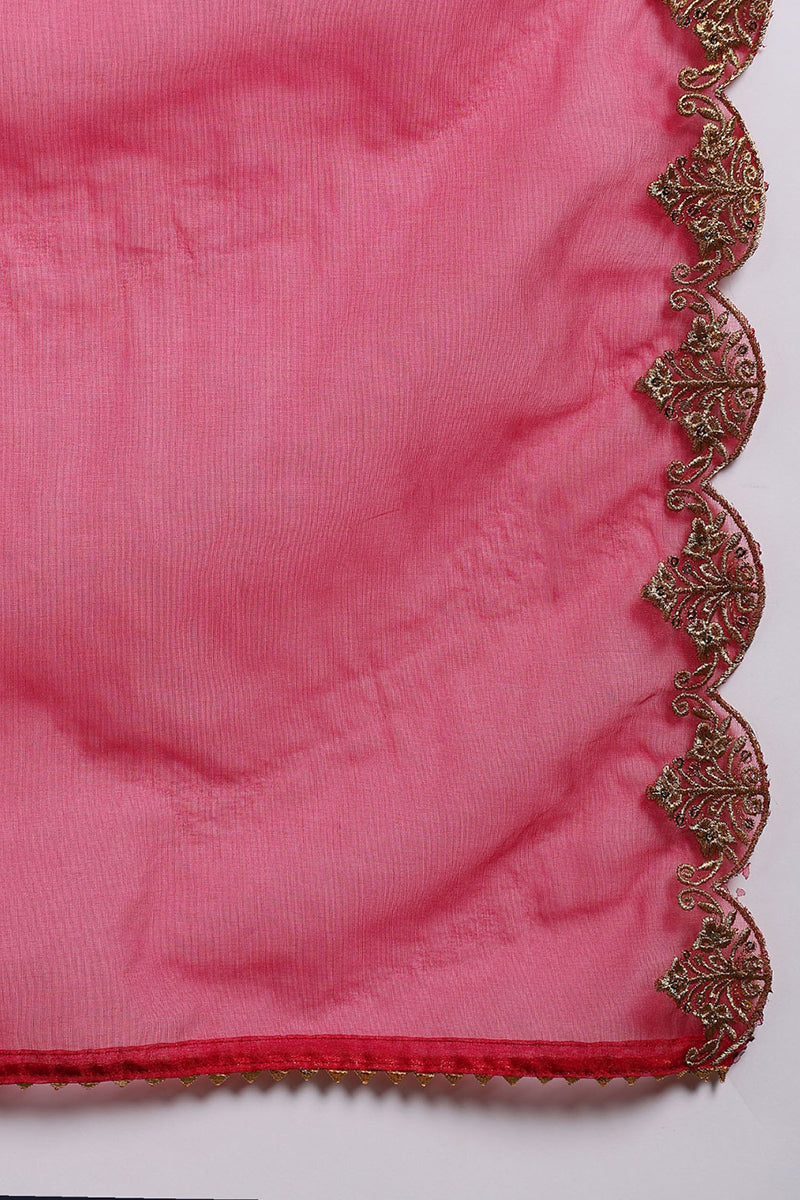 Pink Silk Blend Solid Embroidered Anarkali Suit Set With Trouser Style Bottom PKSKD2726