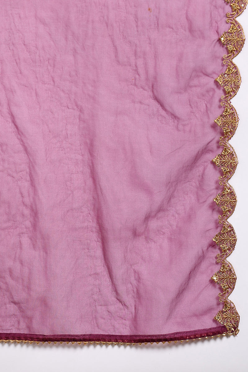 Burgundy Silk Blend Solid Embroidered Anarkali Suit Set With Trouser Style Bottom PKSKD2734