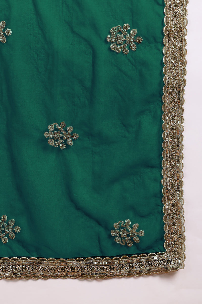 Teal Green Silk Blend Solid Straight Festive Suit Set PKSKD2743