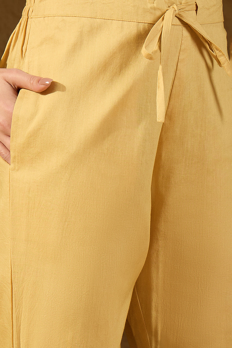 Yellow Chanderi Woven Design Straight Kurta Trouser with Dupatta PKSKD2904