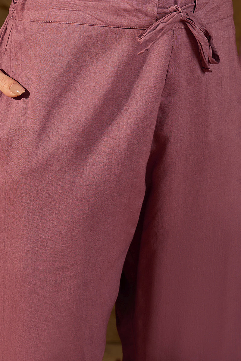 Mauve Chanderi Woven Design Straight Kurta Trouser with Dupatta PKSKD2909