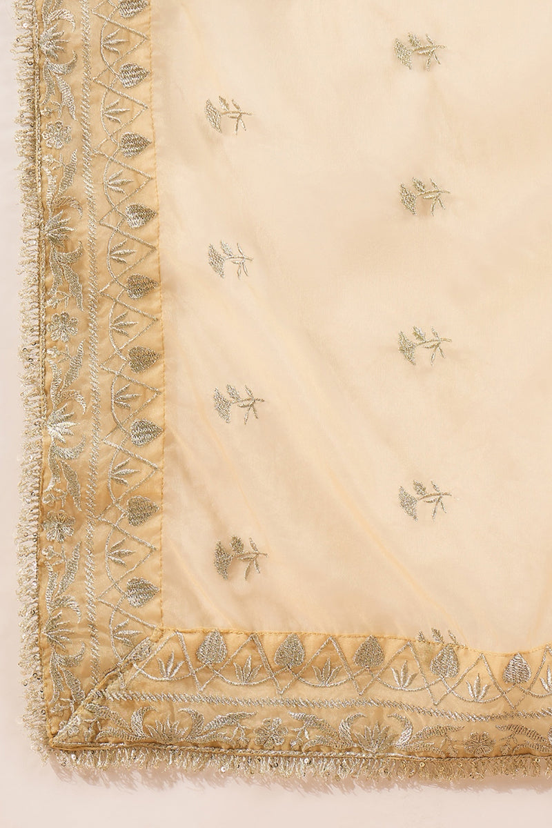 Yellow Silk Blend Solid Embroidered Straight Kurta Trousers With Dupatta PKSKD2938