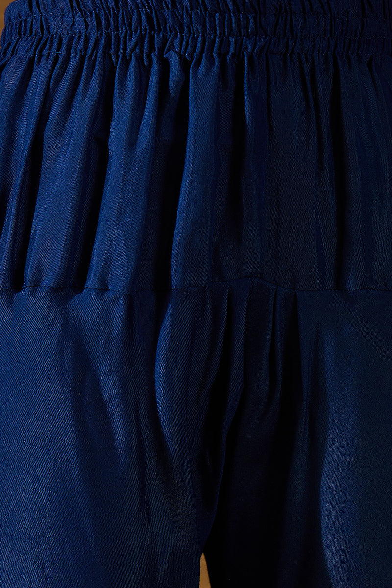 Blue Silk Blend Solid Embroidered Anarkali Kurta Bottom and Dupatta PKSKD3020