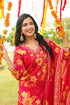 Red Viscose Rayon Floral Embroidered Straight Kurta Trousers With Dupatta PKSKD3051