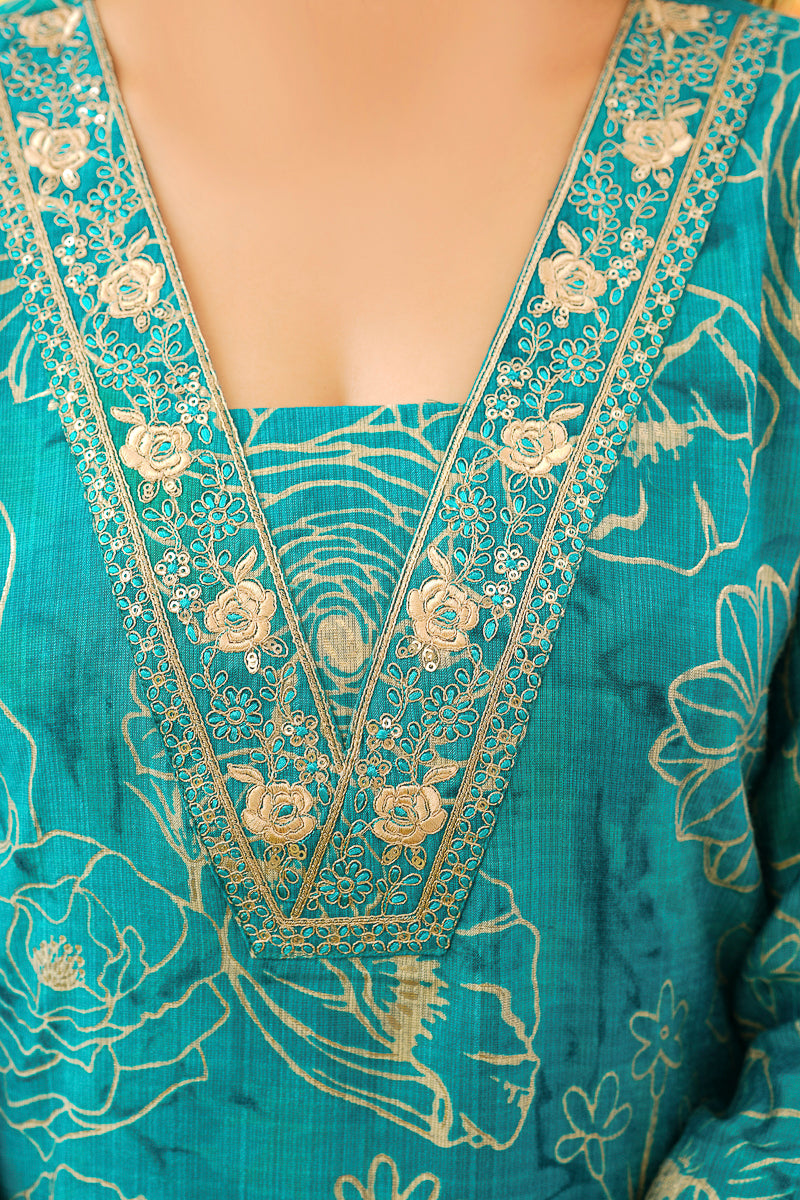 Blue Viscose Rayon Floral Embroidered Straight Kurta Trousers With Dupatta PKSKD3077