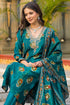 Teal Viscose Embroidered Straight Kurta Trousers With Dupatta PKSKD3144