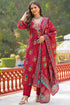 Maroon Viscose Embroidered Straight Kurta Trousers With Dupatta PKSKD3145