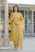 Yellow Viscose Floral Printed Straight Kurta Trousers With Dupatta PKSKD3153