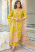 Yellow Viscose Rayon Floral Printed Straight Kurta Trousers With Dupatta PKSKD3179