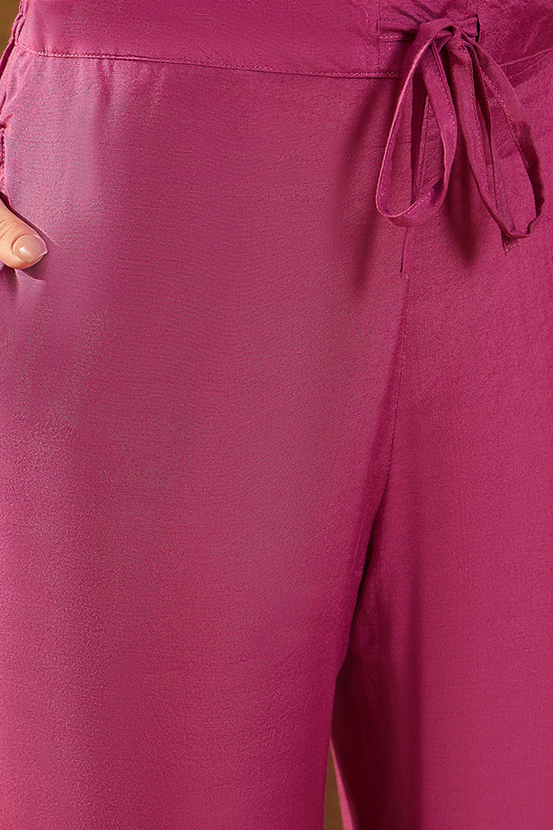 Purple Silk Blend Abstract Woven Design Straight Kurta Trousers With Dupatta SKSKD3003