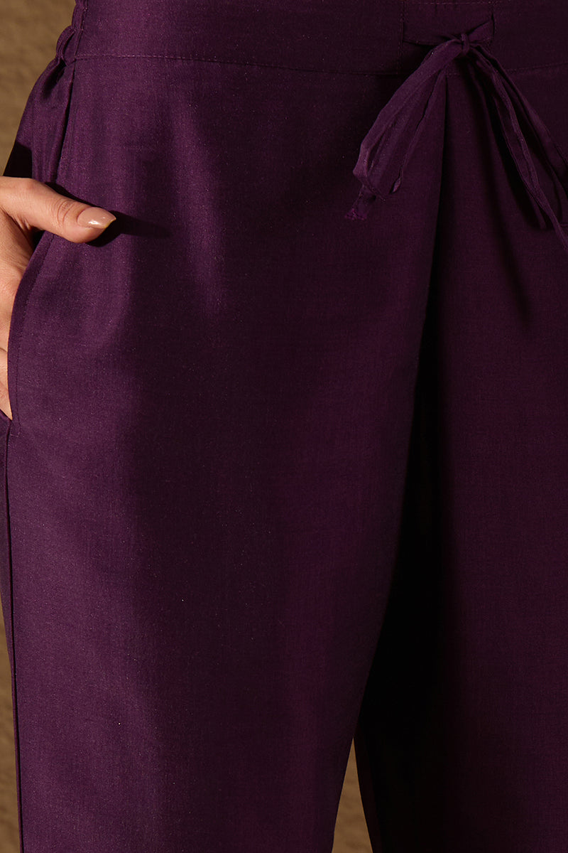 Purple Silk Blend Ethnic Motifs Printed Straight Kurta Sets SKSKD3041