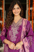Purple Poly Chanderi Floral Embroidered Straight Kurta Trousers With Dupatta SKSKD3130