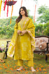 Yellow Poly Chanderi Floral Embroidered Straight Kurta Trousers With Dupatta SKSKD3131
